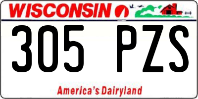 WI license plate 305PZS