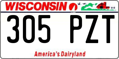 WI license plate 305PZT