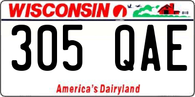 WI license plate 305QAE