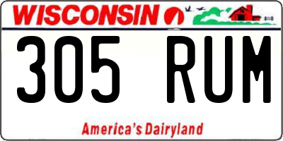WI license plate 305RUM