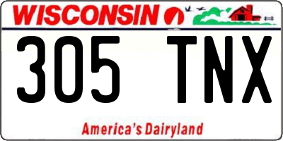 WI license plate 305TNX