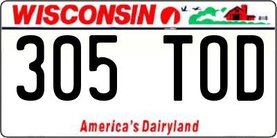 WI license plate 305TOD