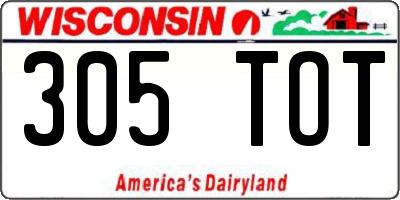 WI license plate 305TOT