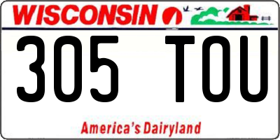 WI license plate 305TOU