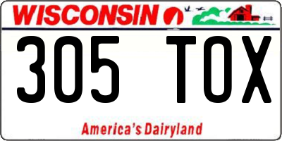 WI license plate 305TOX