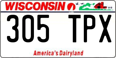 WI license plate 305TPX