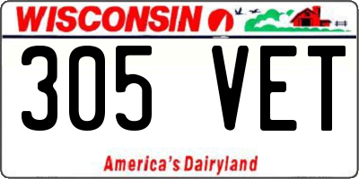 WI license plate 305VET