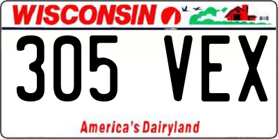 WI license plate 305VEX