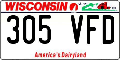 WI license plate 305VFD