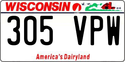 WI license plate 305VPW