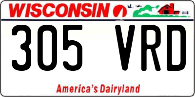 WI license plate 305VRD