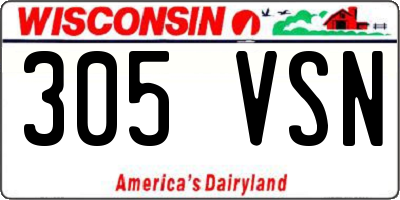 WI license plate 305VSN
