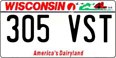 WI license plate 305VST