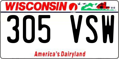 WI license plate 305VSW
