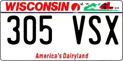 WI license plate 305VSX