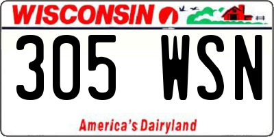 WI license plate 305WSN