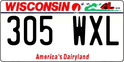 WI license plate 305WXL