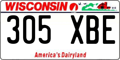 WI license plate 305XBE