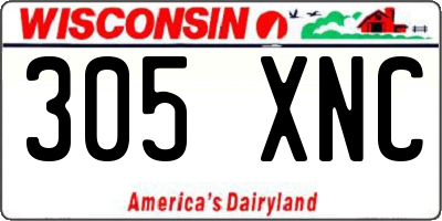WI license plate 305XNC
