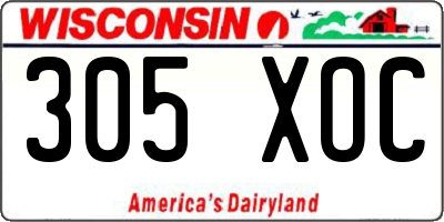WI license plate 305XOC