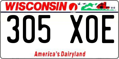 WI license plate 305XOE