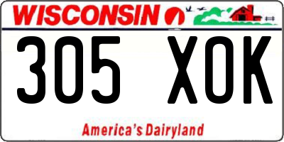 WI license plate 305XOK