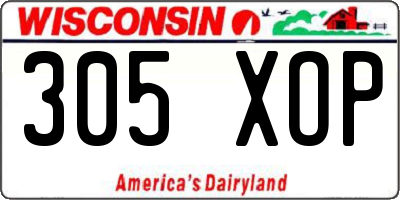 WI license plate 305XOP