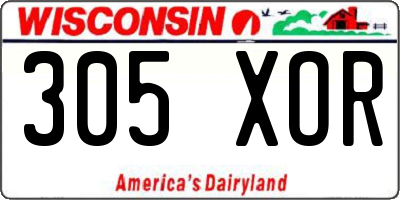 WI license plate 305XOR