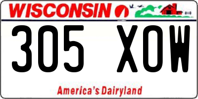 WI license plate 305XOW
