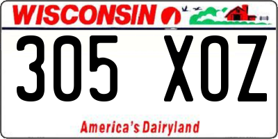 WI license plate 305XOZ
