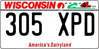 WI license plate 305XPD