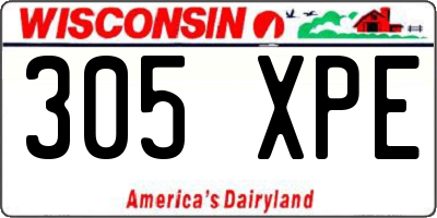 WI license plate 305XPE