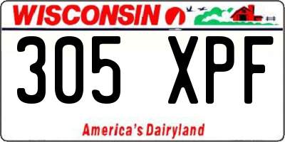 WI license plate 305XPF
