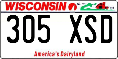 WI license plate 305XSD