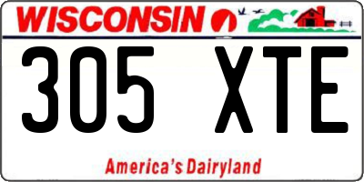WI license plate 305XTE