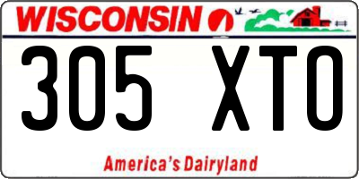 WI license plate 305XTO