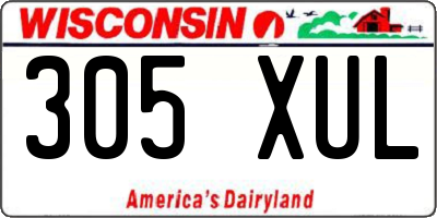 WI license plate 305XUL