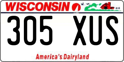 WI license plate 305XUS