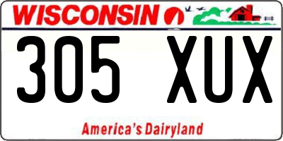 WI license plate 305XUX