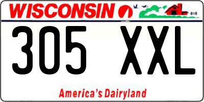 WI license plate 305XXL