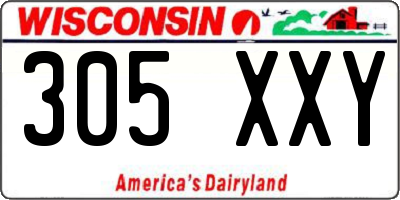 WI license plate 305XXY