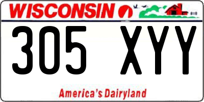 WI license plate 305XYY