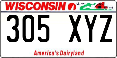 WI license plate 305XYZ