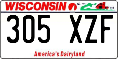 WI license plate 305XZF