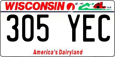 WI license plate 305YEC