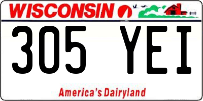 WI license plate 305YEI