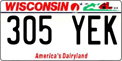 WI license plate 305YEK