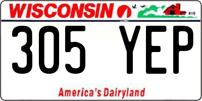 WI license plate 305YEP