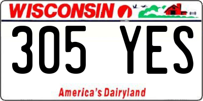 WI license plate 305YES