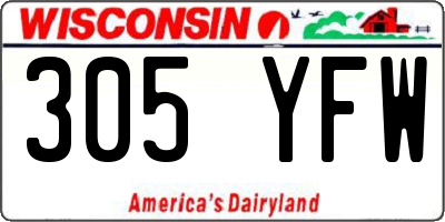 WI license plate 305YFW
